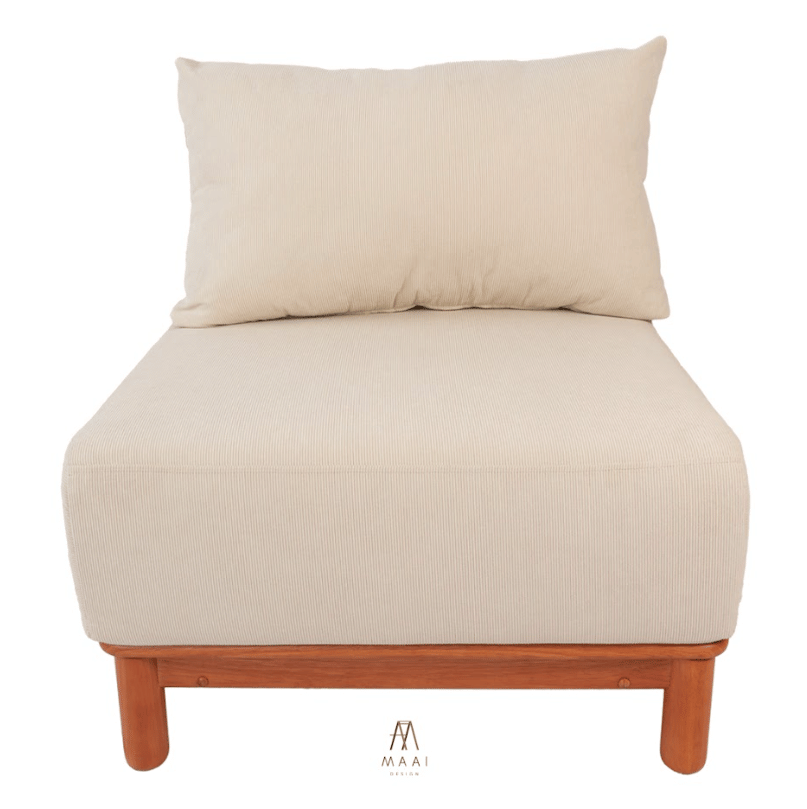 โซฟา 1 ที่นั่งไม้ยางพารา MAAI DESIGN รุ่น KANAKO SOFA เบาะผ้าสีครีม